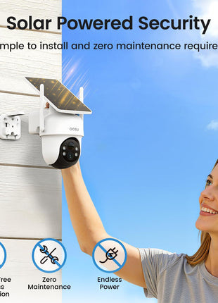 aosu D1 Classic 4-Cam Kit, Security Cameras Wireless Outdoor, Solar Powered | No Subscription Required, 32GB Build-in Storage, 360° Auto Tracking, Solar Powered, 3MP Color Night Vision, Easy Install