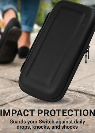 Orzly Carry Case Compatible with Nintendo Switch and New Switch OLED Console - Black Protective Hard Portable Travel Carry Case Shell Pouch with Pockets for Accessories and Games