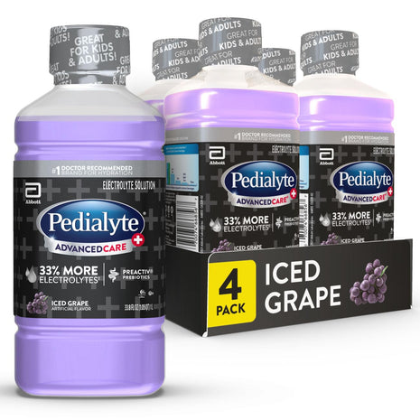 Pedialyte AdvancedCare Plus Electrolyte Drink, Iced Grape | Hydration Drinks for Adults & Kids to Restore Electrolytes when they are Dehydrated Due to Vomiting, Diarrhea, Fever, or Flu