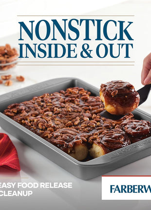 Farberware Nonstick Bakeware Baking Pan / Nonstick Cake Pan, Rectangle   9 Inch x 13 Inch, Gray