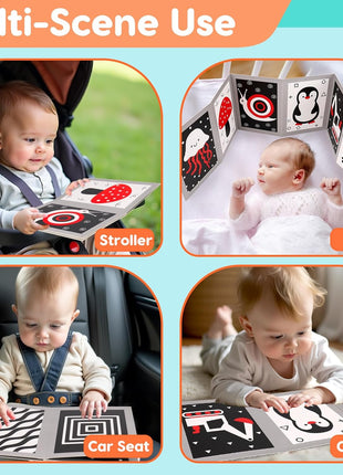 Black and White High Contrast Baby Books Flash Cards Tummy Time Mirror Toys Newborn Toys 0 6 Months Brain Development Infant Stimulating Sensory Toy 0-3 3-6 2 4 5 Month Old Essential