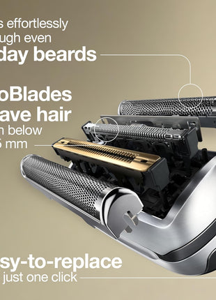 Braun Shaver Head Replacement Part 94M Silver, Compatible with Series 9 Pro and Series 9 Electric Razors for Men