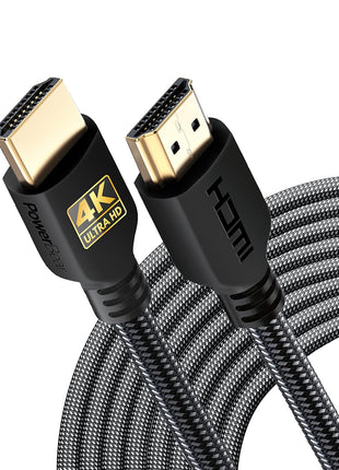 PowerBear 4K HDMI Cable 10 ft | High Speed Hdmi Cables, Braided Nylon & Gold Connectors, 4K @ 60Hz, Ultra HD, 2K, 1080P, ARC & CL3 Rated | for Laptop, Monitor, PS5, PS4, Xbox One, Fire TV, & More