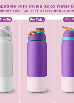 2PCS Silicone Water Bottle Boot for Owala 24oz 32oz 40oz, Anti-Slip Protective Sleeve Bottom Bumper Protector for FreeSip, Twist, and Flip Stainless Steel Water Bottles