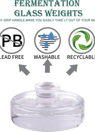 Eleganttime 4 Pack Easy Grip Handle Glass Fermentation Weights Great Mason Jar Wide Mouth Canning Fermenting Pickling Sourkrout Kraut Weight Fermentation Kit