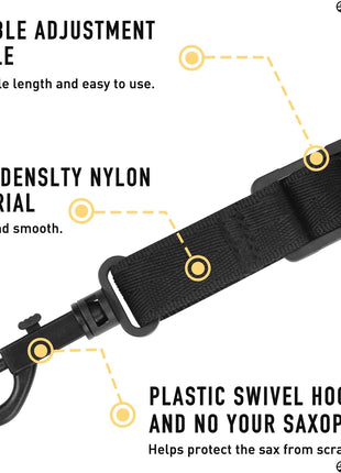 Upgraded Length Tenor Saxophone Neck Strap Soft Sax Leather Strap Padded for Alto and Tenor Saxophone