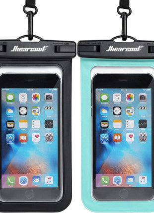 Hiearcool Waterproof Phone Pouch, IPX8 Waterproof Phone Case for iPhone 17/16/15/14 Pro Max, Cell Phone Dry Bag for Beach & Cruise Essentials, Touch Screen, Lanyard Included, 2 Pack (Fits Up to 8.9")