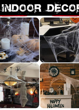 1000 sqft Spider Webs Halloween Decorations Bonus with 30 Fake Spiders, Super Stretch Cobwebs for Halloween Indoor and Outdoor Party Supplies