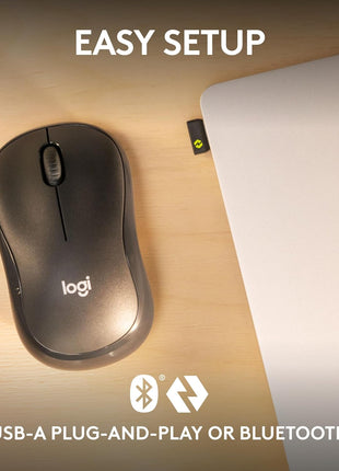 Logitech M240 for Business Silent Wireless Mouse, Secure Logi Bolt USB Receiver, Bluetooth, Globally Certified for Windows, Mac, Chrome, Linux, iPadOS, Android - Graphite