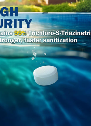 XtremeClear 1 inch Chlorine Tabs Swimming Pool Hot Tub & Spa Eliminate Bacteria & Algae Sanitizer Makes Water Clean & Crystal Clear Slow Dissolving 1.5lbs