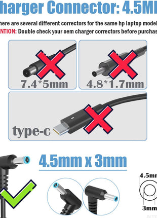 45W 19.5V 2.31A Laptop Power Adapter Charger Compatible with HP 741727-001 721092-001 719309-001 HSTNN-DA40 ADP-45WD B, Pavilion TouchSmart 11 13 15 Stream 14 13 Notebook Charging Cord with Blue Tip