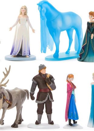 Disney Store Official Frozen Figure Set – 8 Fully Sculpted Disney Figures Including Anna, Elsa, Olaf, Kristoff & More in Double-Tiered Box with Scenic Backgrounds
