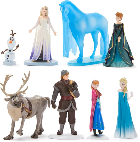Disney Store Official Frozen Figure Set – 8 Fully Sculpted Disney Figures Including Anna, Elsa, Olaf, Kristoff & More in Double-Tiered Box with Scenic Backgrounds
