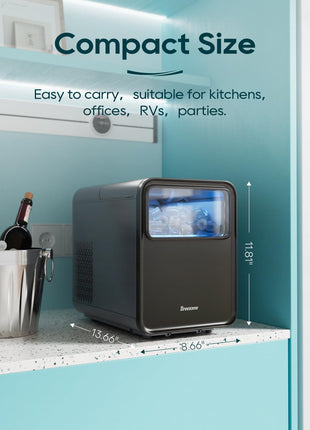 BREEZOME Ice Maker Countertop, Self-Cleaning Ice Machine, 9 Cubes in 6 Mins, 26.5lbs in 24Hrs, Compact Ice Maker with Basket & Scoop, Quiet Operation, 2 Sizes of Bullet Ice for Home Kitchen Camping RV