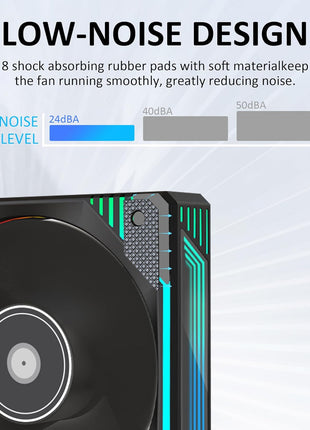 PANO-MOUNTS 120mm 6-Pin Infinity Mirror RGB Computer PC Case Fans with 6-Pin Fan Hub and Adjustable Color Controlled by Remote 3-Pack Black
