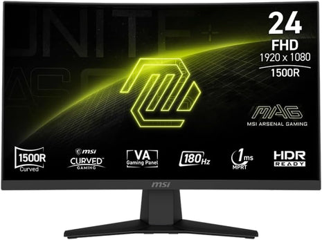 msi MAG 244C 24-inch 1920 x 1080 (FHD) Gaming Monitor, 180Hz, AMD FreeSync, HDMI, DisplayPort, VESA, Tilt, Height Adjustable, Speaker, 1ms, Black