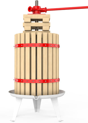 4.75 Gallon Fruit and Wine Press, Manual Cider Juice Maker with Solid Beech Wood Basket & Heavy-Duty Stand for Apples, Grapes, Berries