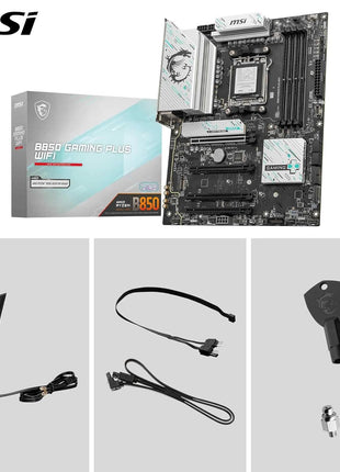 MSI B850 Gaming Plus WiFi Motherboard, ATX - Supports AMD Ryzen 9000/8000 / 7000 Processors, AM5 - DDR5 Memory Boost 8200+ MT/s (OC), PCIe 5.0 x16 & 4.0 x16, M.2 Gen5, Wi-Fi 7, 5G LAN