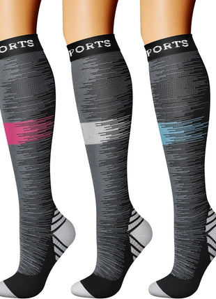 CHARMKING Compression Socks for Women & Men Circulation (3 Pairs) 15-20 mmHg is Best Athletic for Running, Flight Travel, Support, Cycling, Pregnant - Boost Performance, Durability (L/XL,Black)