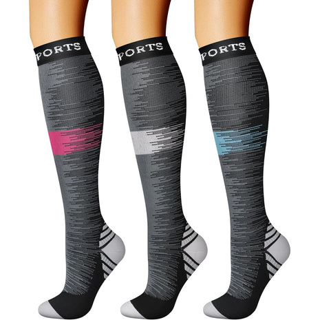 CHARMKING Compression Socks for Women & Men Circulation (3 Pairs) 15-20 mmHg is Best Athletic for Running, Flight Travel, Support, Cycling, Pregnant - Boost Performance, Durability (L/XL,Black)