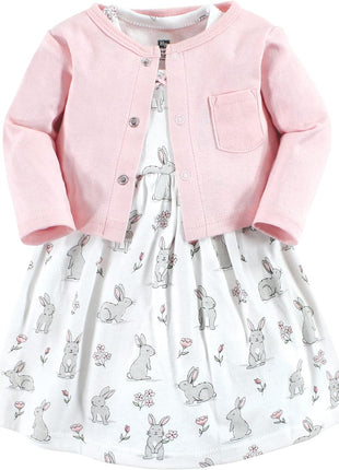 Hudson Baby Girls' Cotton Dress and Cardigan Set, Enchanted Forest, 18-24 Months