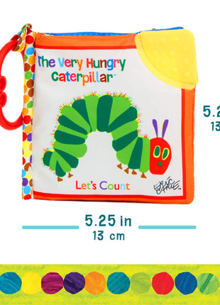 Let's Count Soft Book - World of Eric Carle the Very Hungry Caterpillar Baby on the Go Clip Teething Crinkle Soft Sensory Book for Babies, 5.25x5.25 Inch
