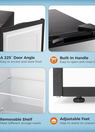 Kismile Small Freezer Upright, 3.0 Cu.ft Mini Freezer, Stainless Steel | Adjustable Thermostat, Removable Shelves, Reversible Single Door, for Bedroom/Home/Dorms/Apartment