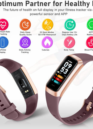 Fitness Tracker with Step Counter/Calories/Stopwatch, Activity Tracker, Health Tracker with Heart Rate Monitor, Sleep Tracker,1.10''AMOLED Touch Color Screen, Pedometer Watch for Women Men