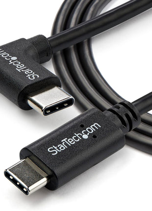 StarTech.com Right Angle USB-C Cable - 1m / 3 ft - Reversible - M/M - USB Type C Cable - USB-C Charge Cable - USB C to USB C Cable (USB2CC1MR), Black