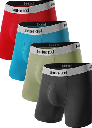 BAMBOO COOL Men's Ultra Breathable Underwear,No Riding Up Boxer Briefs with ComfortFlexible Waistband,Multipack
