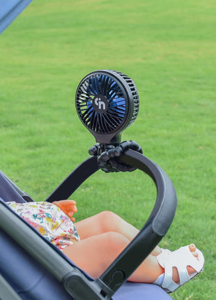 WiHoo Portable Stroller Fan, 11H Ultra-long Battery Life 3 Speed 360°Rotate, USB Rechargeable or Battery Operated Cooling Clip On Personal Fan for Baby Crib Travel Car Seat Black