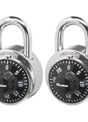 Master Lock Black Gym Locker Lock Combination Padlock, Indoor Combo Lock with Preset 3-Digit Code for Cabinets, Storage, 2 Pack, 1500T