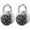 Master Lock Black Gym Locker Lock Combination Padlock, Indoor Combo Lock with Preset 3-Digit Code for Cabinets, Storage, 2 Pack, 1500T