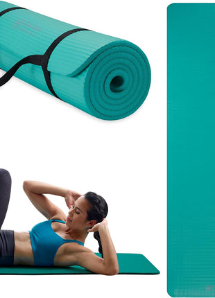 Gaiam Yoga Mat, Pilates & Exercise Mat, Thick 2/5 inch (10mm) Workout Mat with Easy-Cinch Carrying Strap for Home & Gym Workouts