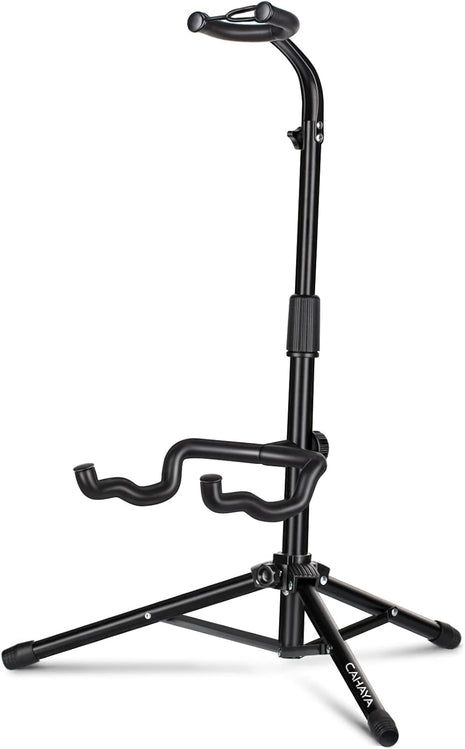 CAHAYA Guitar Stand Floor - Folding Universal Guitar Holder for Acoustic Electric Guitars Bass Guitar Adjust Height from 30.7 to 37 In Folding Tripod Guitar Stands with Neck Holder