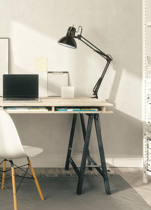 Globe Electric 56963 31.5 inch Multi-Joint Desk Lamp with Metal Clamp, Black, On/Off Rotary Switch on Shade, Partially Adjustable Swing Arm, Home Essentials, Reading Light, Office Décor