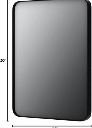 LOAAO 22X30 Inch Black Bathroom Mirror Metal Framed | Rounded Rectangle, Matte Black Bathroom Vanity Mirror, Anti-Rust, Hangs Horizontally or Vertically