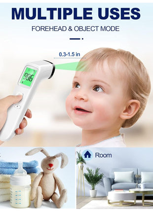 No-Touch Thermometer for Adults and Kids, Accurate Digital Baby Thermometer | 1s Fast Reading, Fever Alarm, Silent Mode, 35-Reading Memory, Forehead & Object Mode, AAA Battery Included, for Home & Clinic