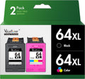 Valuetoner Ink Cartridge Replacement for HP 64XL Ink Cartridge Combo Pack for HP Envy Inspire 7955e 7958e 7255e Photo 7155 7858 7155 7100 7800 7900 7855 6222 Tango (Black Color,2pack)