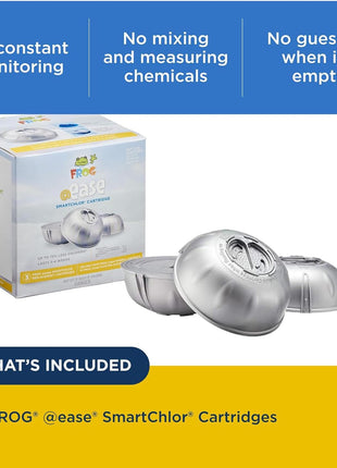 FROG @Ease Replacement SmartChlor Cartridge for use with Hot Tub FROG @Ease Floating System - Hot Tub Sanitizer System Supports Less Chlorine Use - 3 Pack