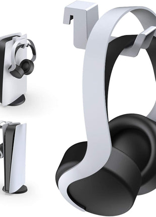 NexiGo PS5 Headphone Holder, [Minimalist Design] Mini Headphone Hanger with Supporting Bar, for Sony PlayStation 5 Gaming Headset, White