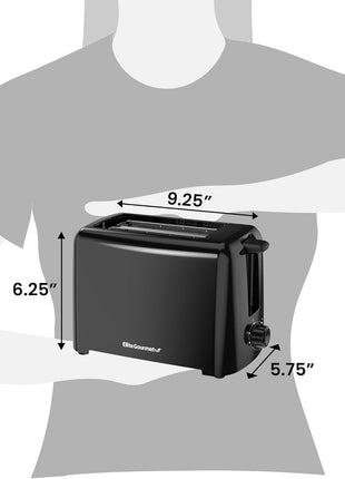 Elite Gourmet ECT1027B Cool Touch Toaster with 6 Temperature Settings & Extra Wide 1.25 inch Slots for Bagels, Waffles, Specialty Breads, Puff Pastry, Snacks, ETL Certified, 2 Slices, Black