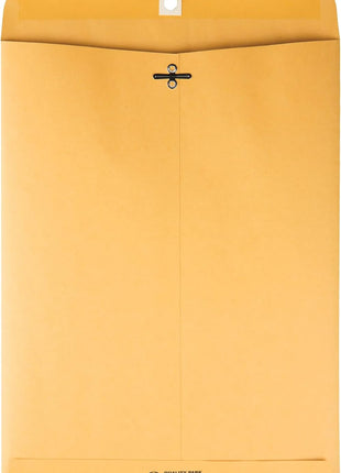 Quality Park 9 x 12 Clasp Envelopes with Deeply Gummed Flaps, Great for Filing, Storing or Mailing Documents, 28 lb Brown Kraft, 100 per Box (QUA37890)
