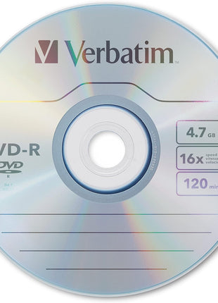 Verbatim DVD-R Blank Discs AZO Dye 4.7GB 16X Recordable Disc - 50 Pack Spindle