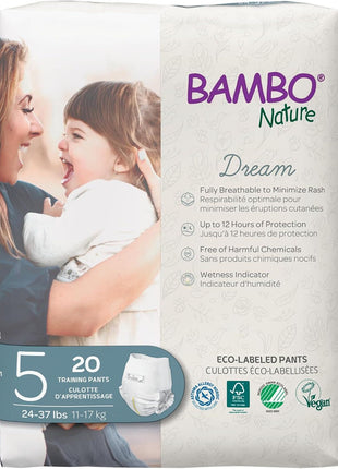 Bambo Nature Premium Eco-friendly Training Pants, Size 5 (27-40 Lbs), 20 Count
