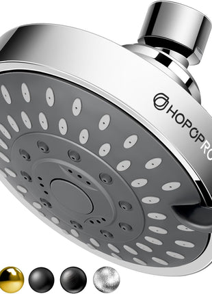 HOPOPRO 5-Mode High Pressure Shower Head - The Washington Post, NBC News, Today TV Show Recommended - High Flow Fixed Showerheads (4 Inch Chrome)