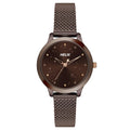 Helix by Timex Analog Watch for Women with Brown Round Dial & Brown Stainless Steel Mesh Bracelet Band Water Resistant Women's Wrist Watches - TW022HL37