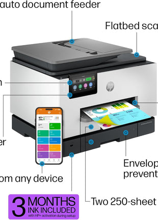 HP OfficeJet Pro 9135e Wireless All-in-One Color Inkjet Printer, Print, scan, copy, fax, ADF, Duplex printing best-for-office, 3 month Instant Ink trial included, AI-enabled (404M0A)