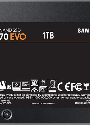 Samsung 870 EVO SATA III SSD 1TB 2.5 inch Internal Solid State Drive, Upgrade PC or Laptop Memory and Storage for IT Pros, Creators, Everyday Users, MZ-77E1T0B/AM