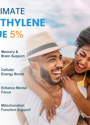 Methylene Blue Pharmaceutical Grade 4.06 fl oz (120 mL), 99% Purity Supplement for Humans, Formaldehyde-Free, Alcohol-Free, Glass Bottle